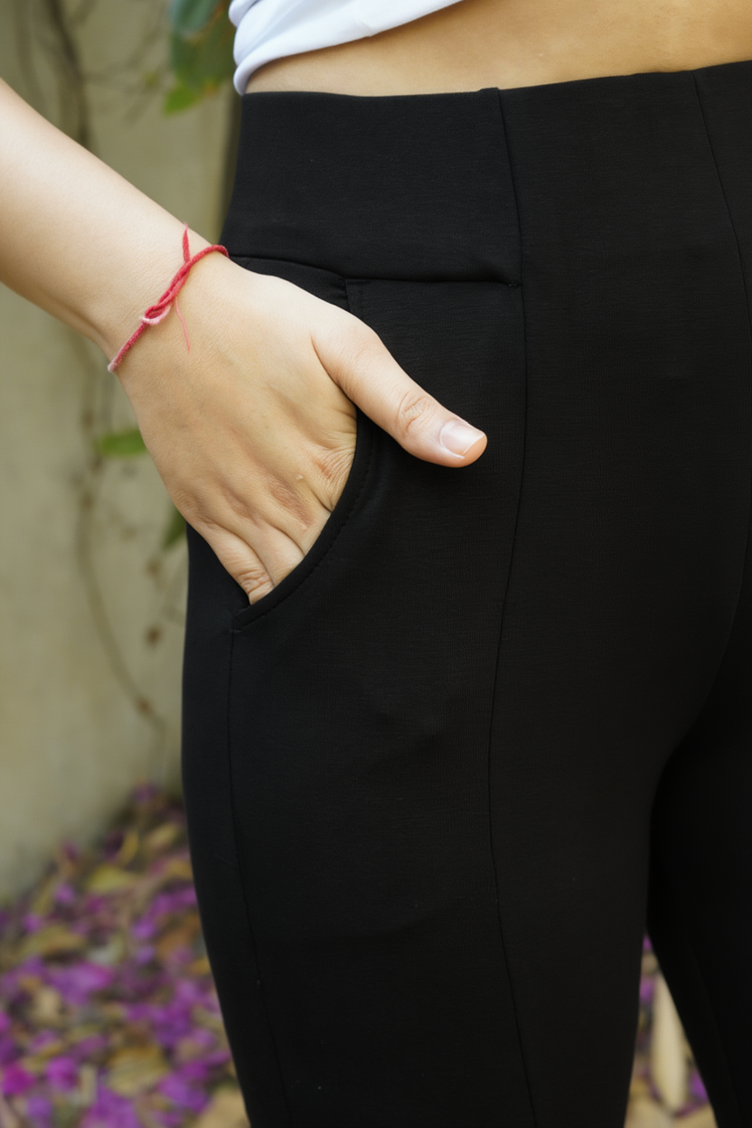 Soft Stretch Flare Pants (Jet Black)