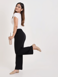 Airy Linen Straight Fit Pants(Black Shade)