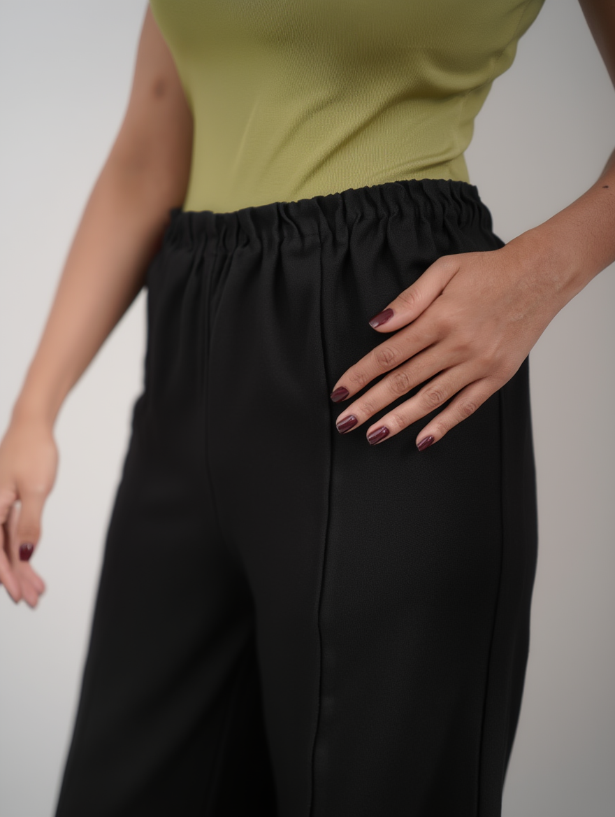 Airy Linen Straight Fit Pants(Black Shade)