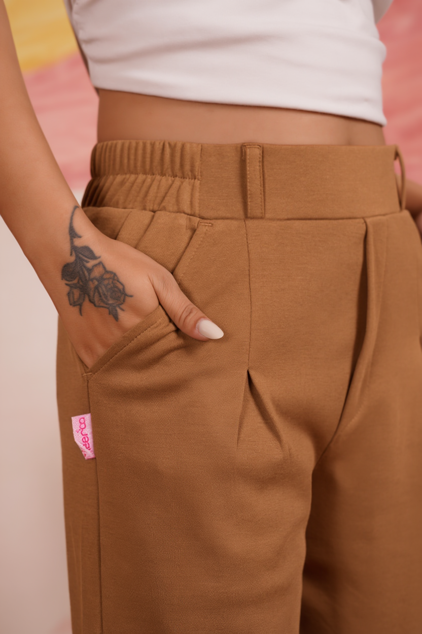 AirFlex Slit Wide Leg Pants (Camel Brown)