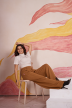 AirFlex Slit Wide Leg Pants (Camel Brown)