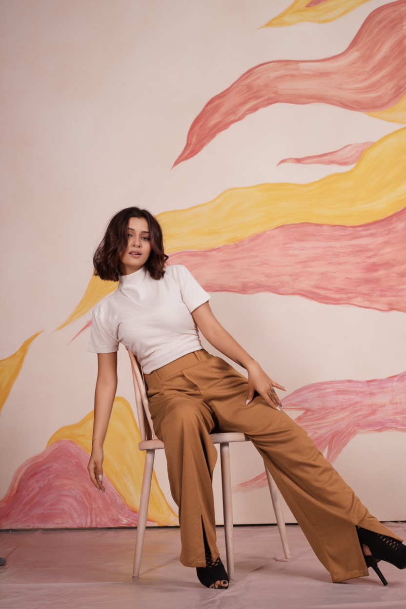 AirFlex Slit Wide Leg Pants (Camel Brown)