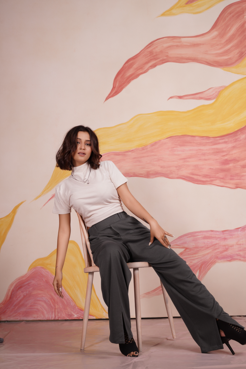 AirFlex Slit Wide Leg Pants (Charcoal Grey)