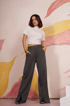 AirFlex Slit Wide Leg Pants (Charcoal Grey)