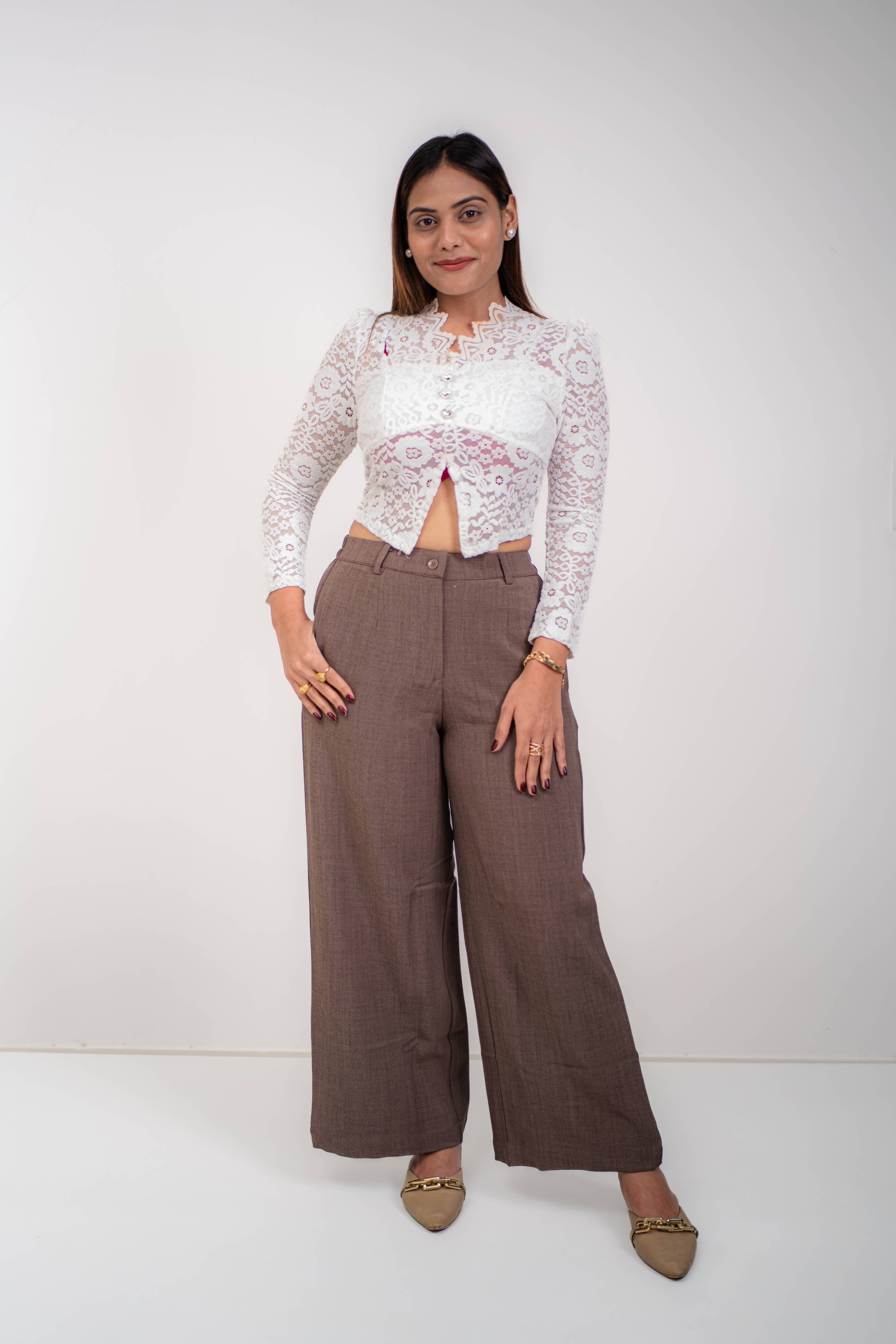 Premium Linen Wide Leg Pants (Mocha Brown)