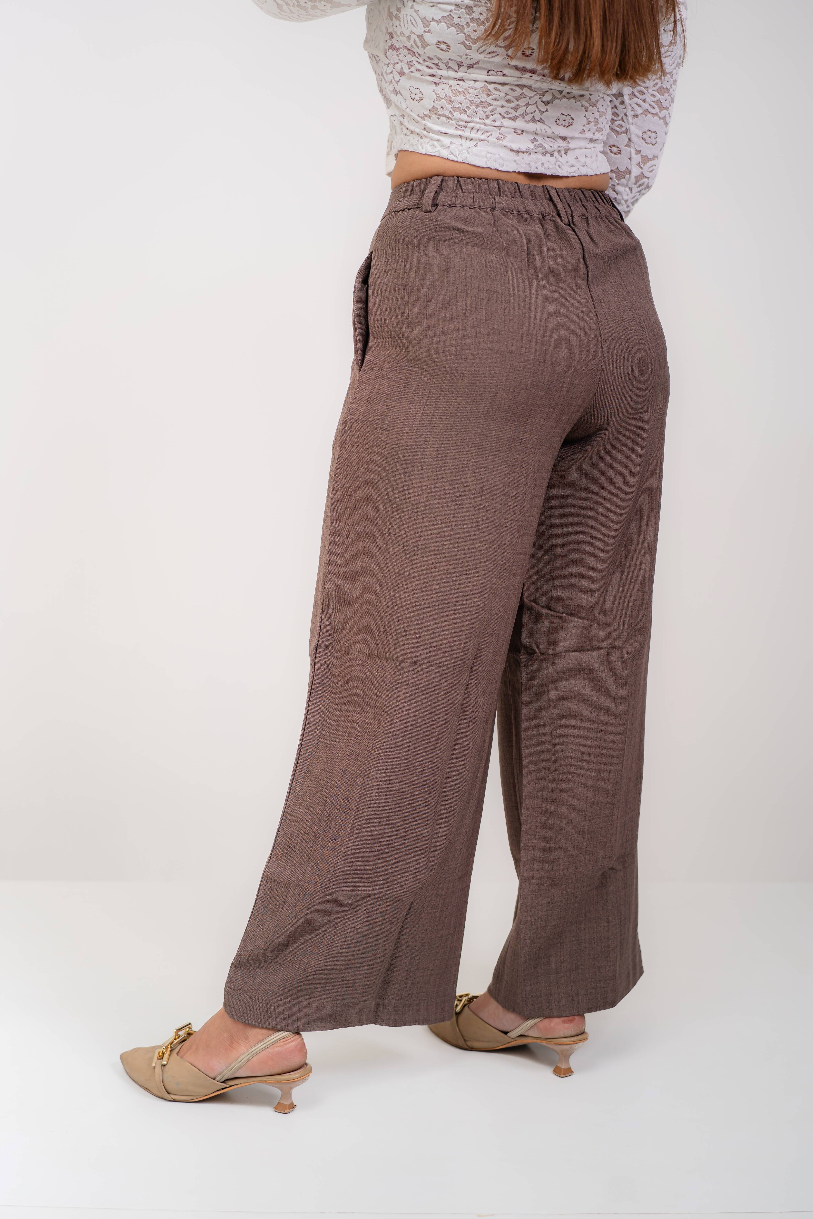 Premium Linen Wide Leg Pants (Mocha Brown)