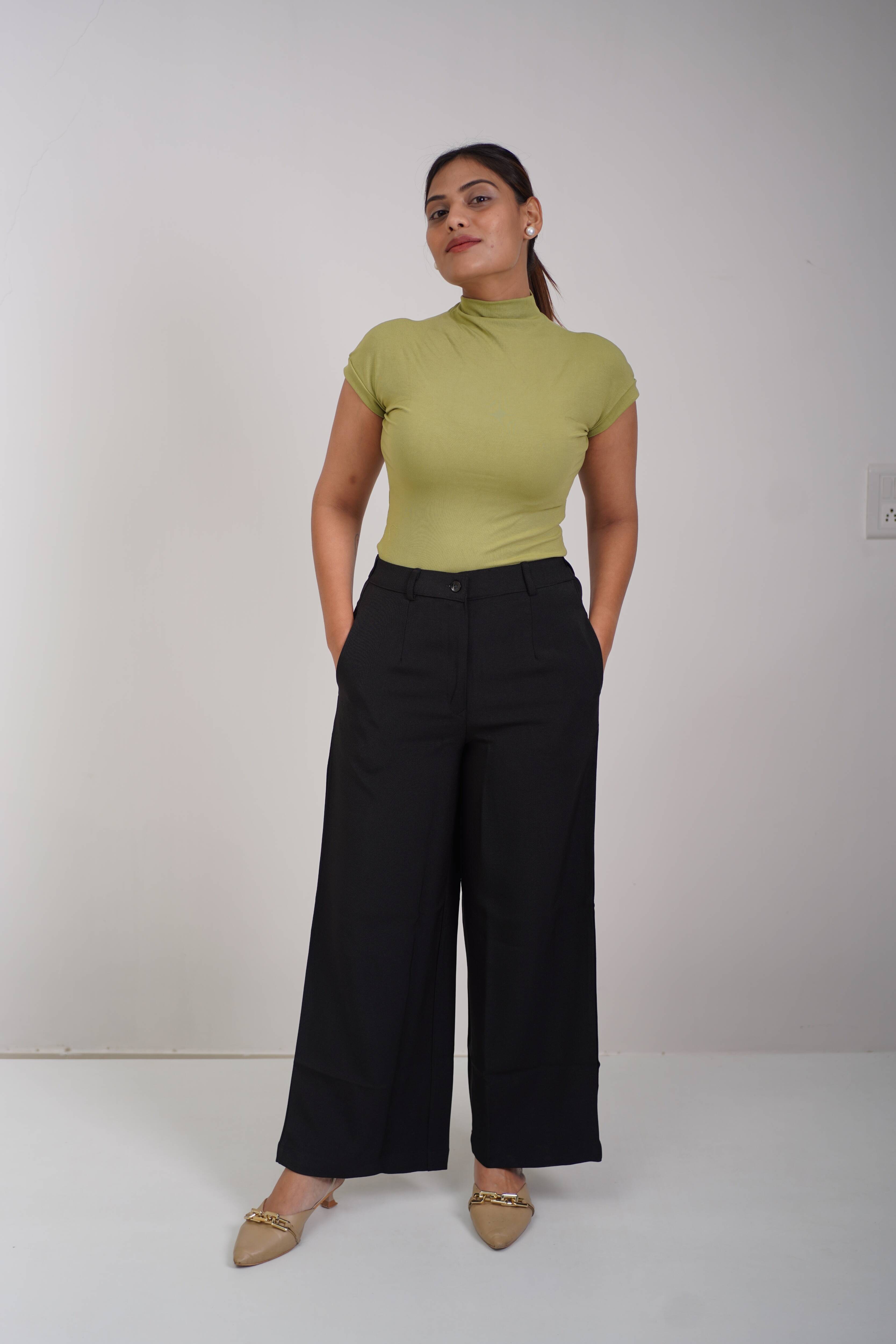 Regular Fit Straight Pants (Black)