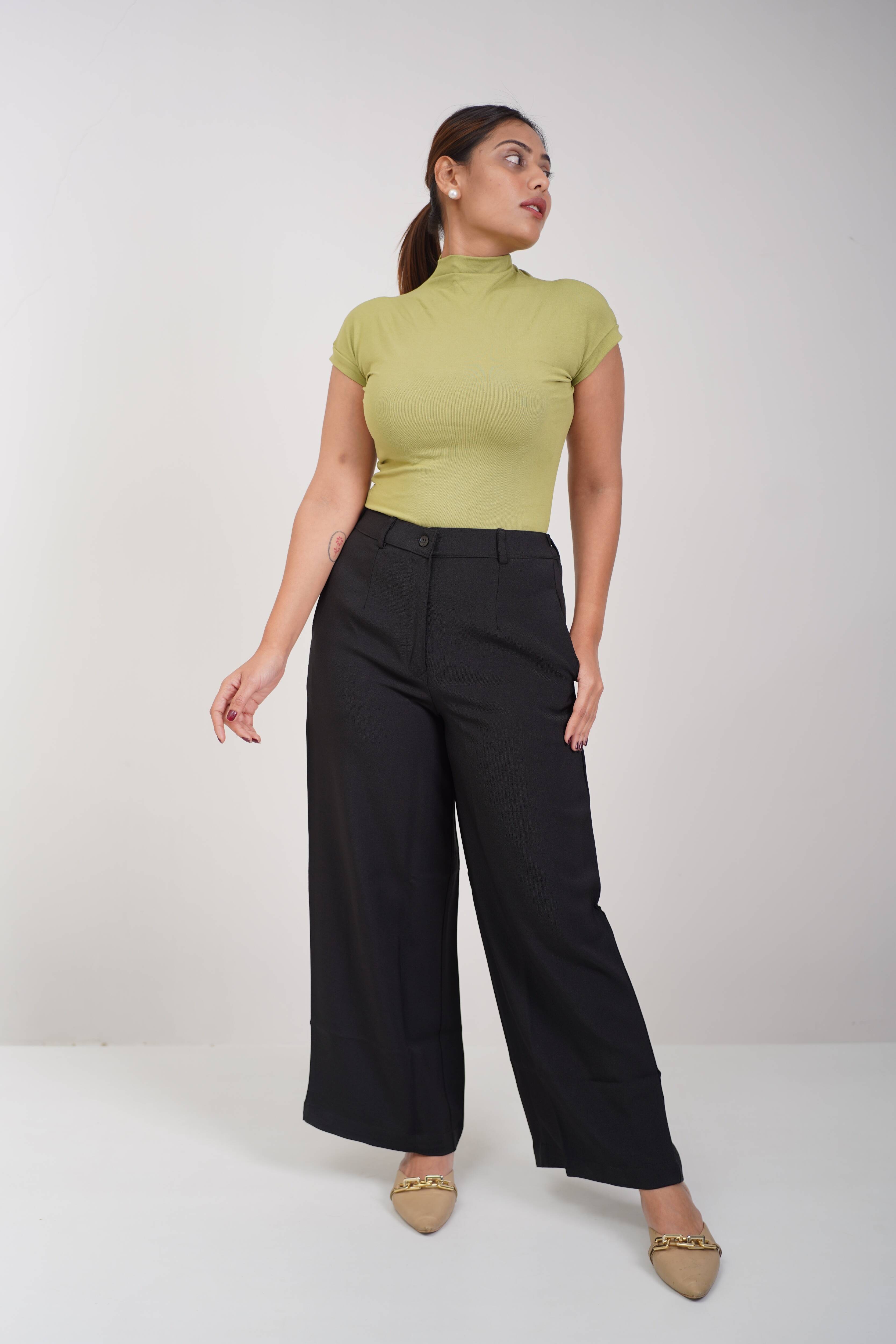 Regular Fit Straight Pants (Black)
