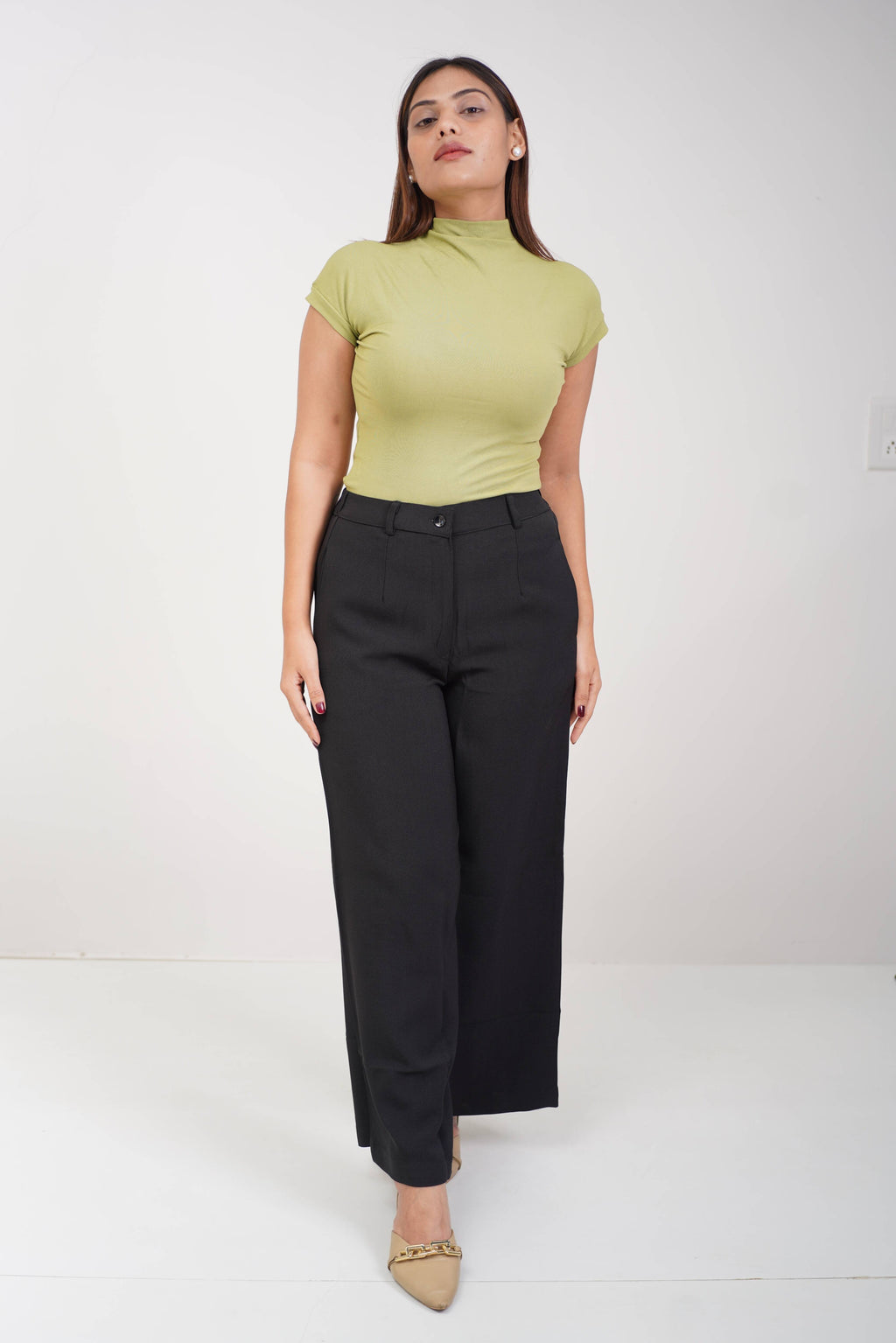 Regular Fit Straight Pants (Black)