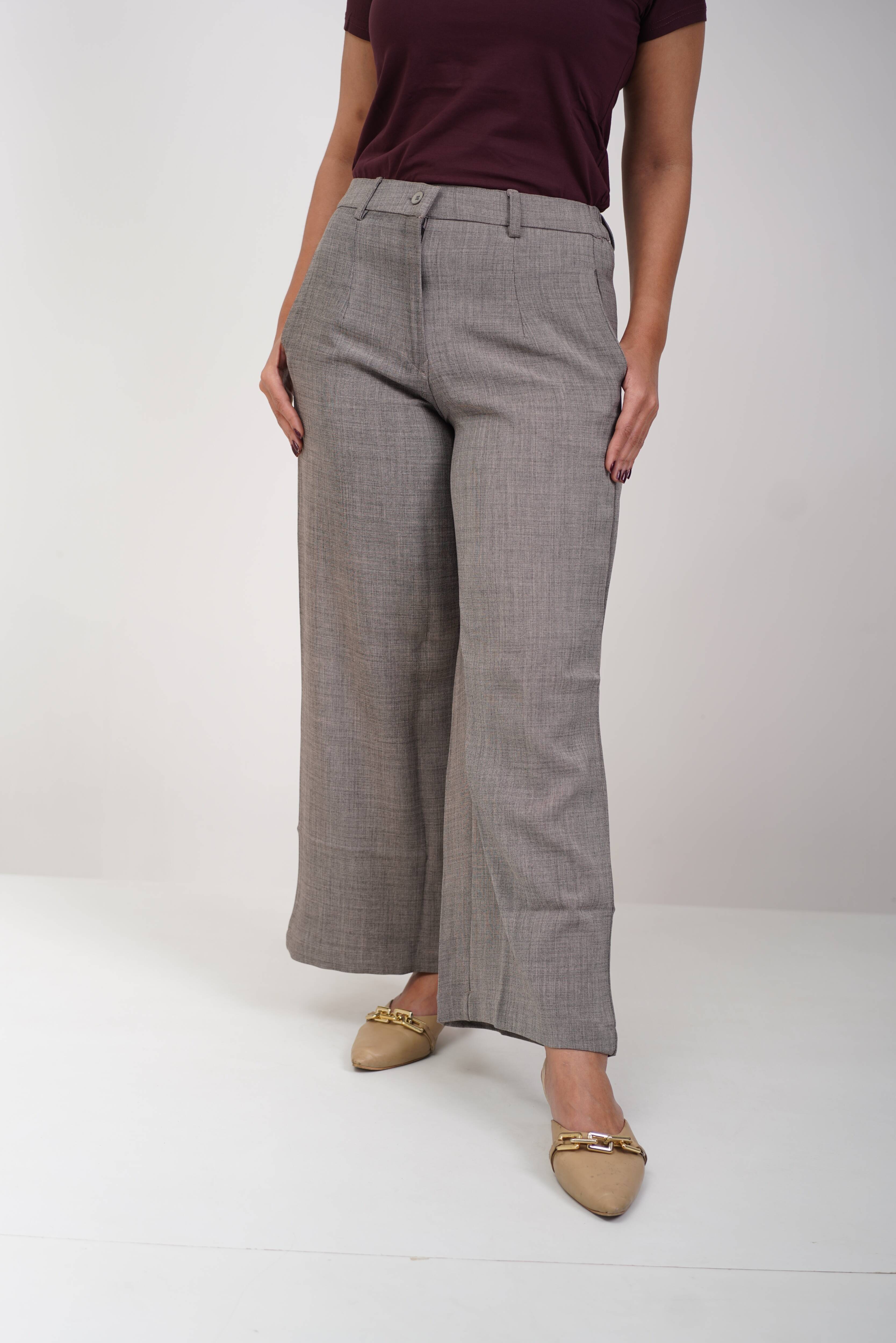 Regular Fit Straight Pants Grey Shade (Light)