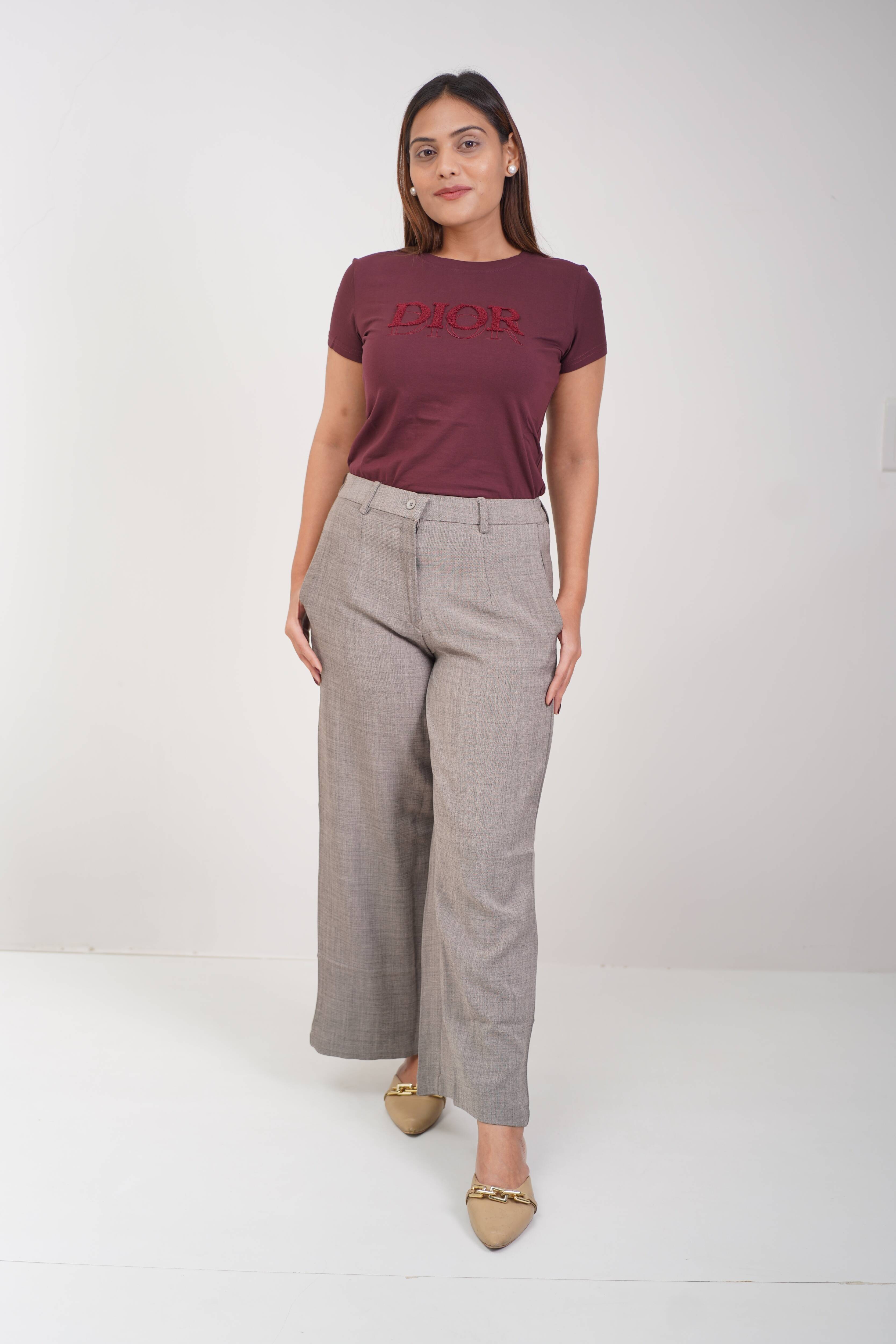 Regular Fit Straight Pants Grey Shade (Light)