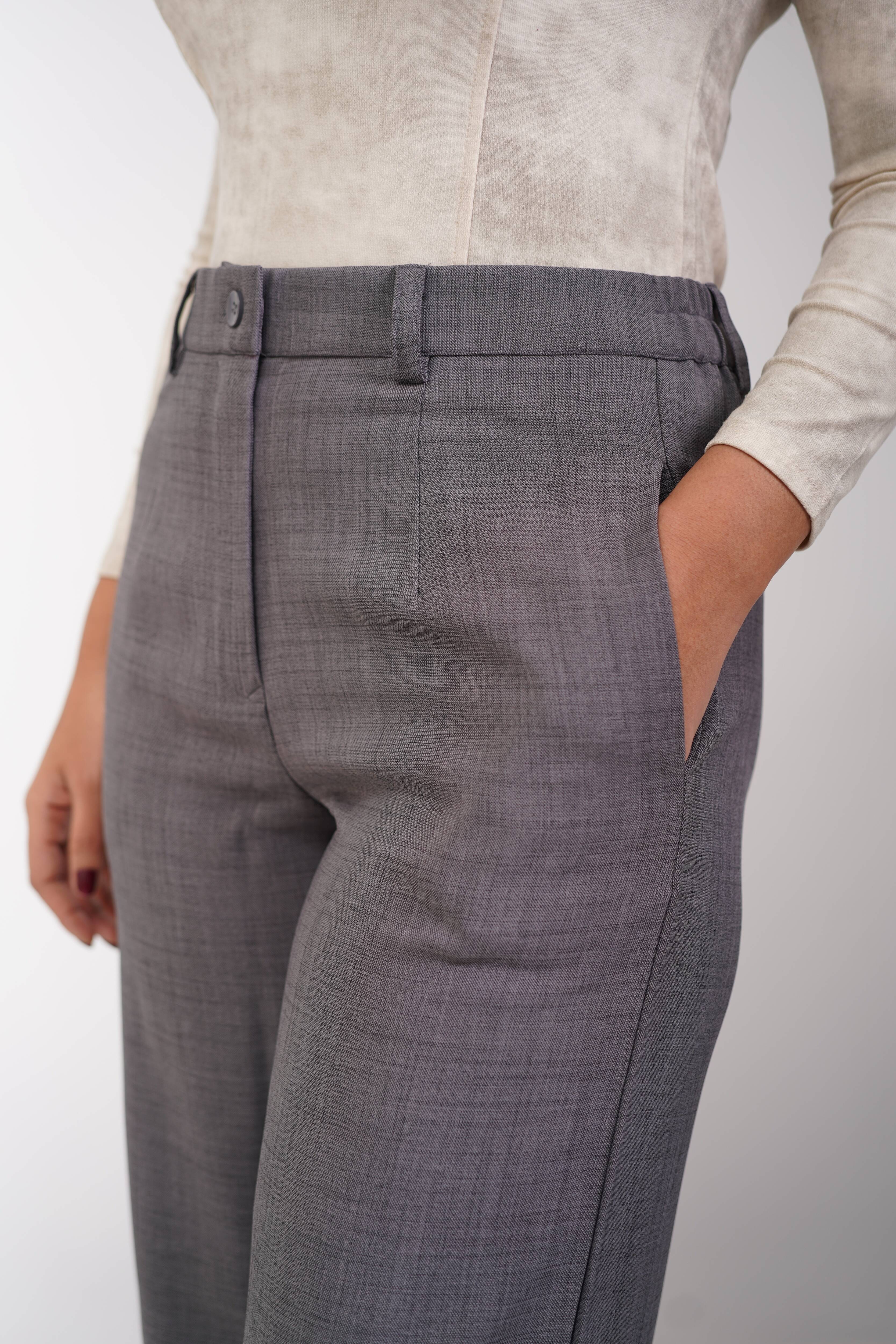 Regular Fit Straight Pants Grey Shade (Dark)