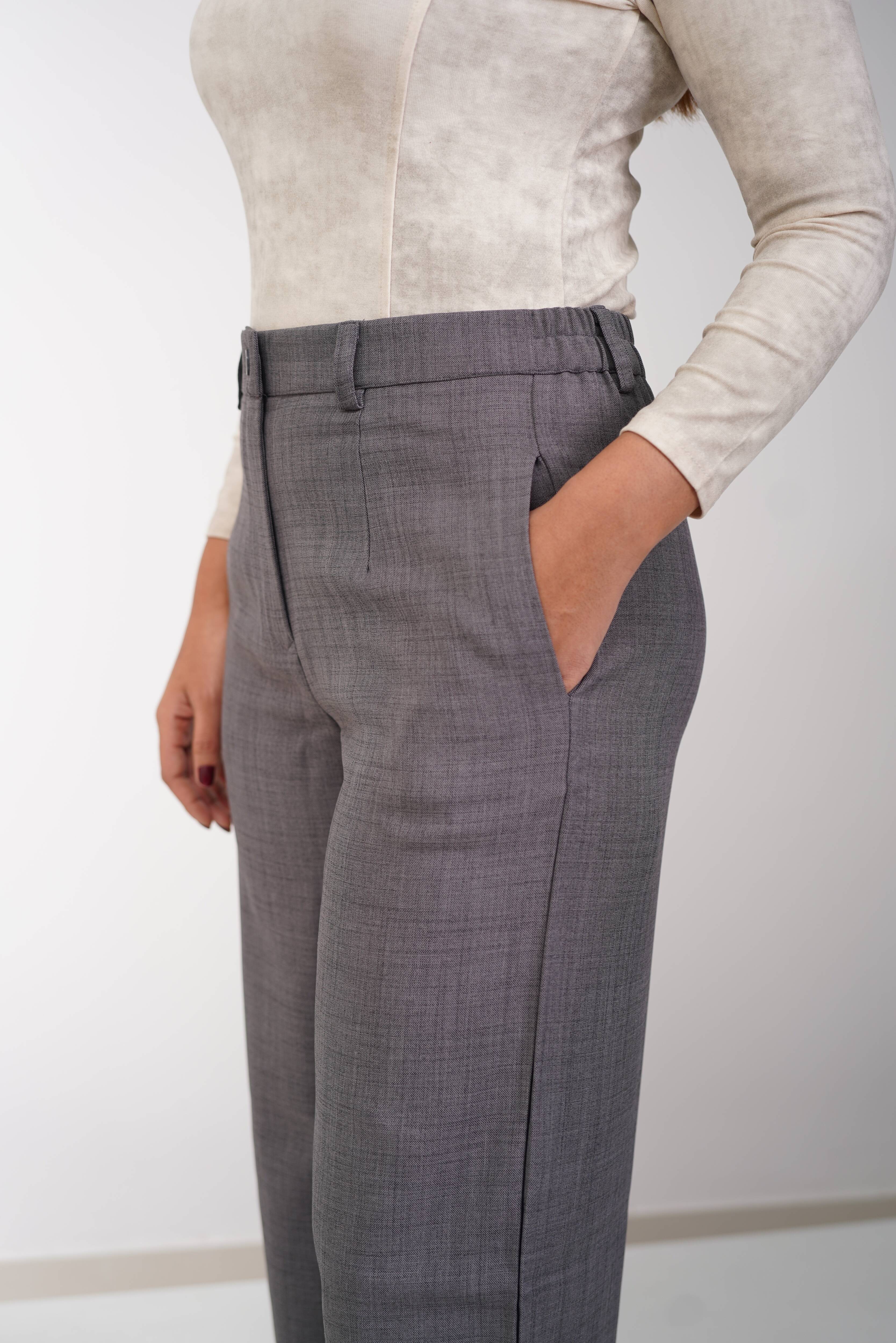 Regular Fit Straight Pants Grey Shade (Dark)