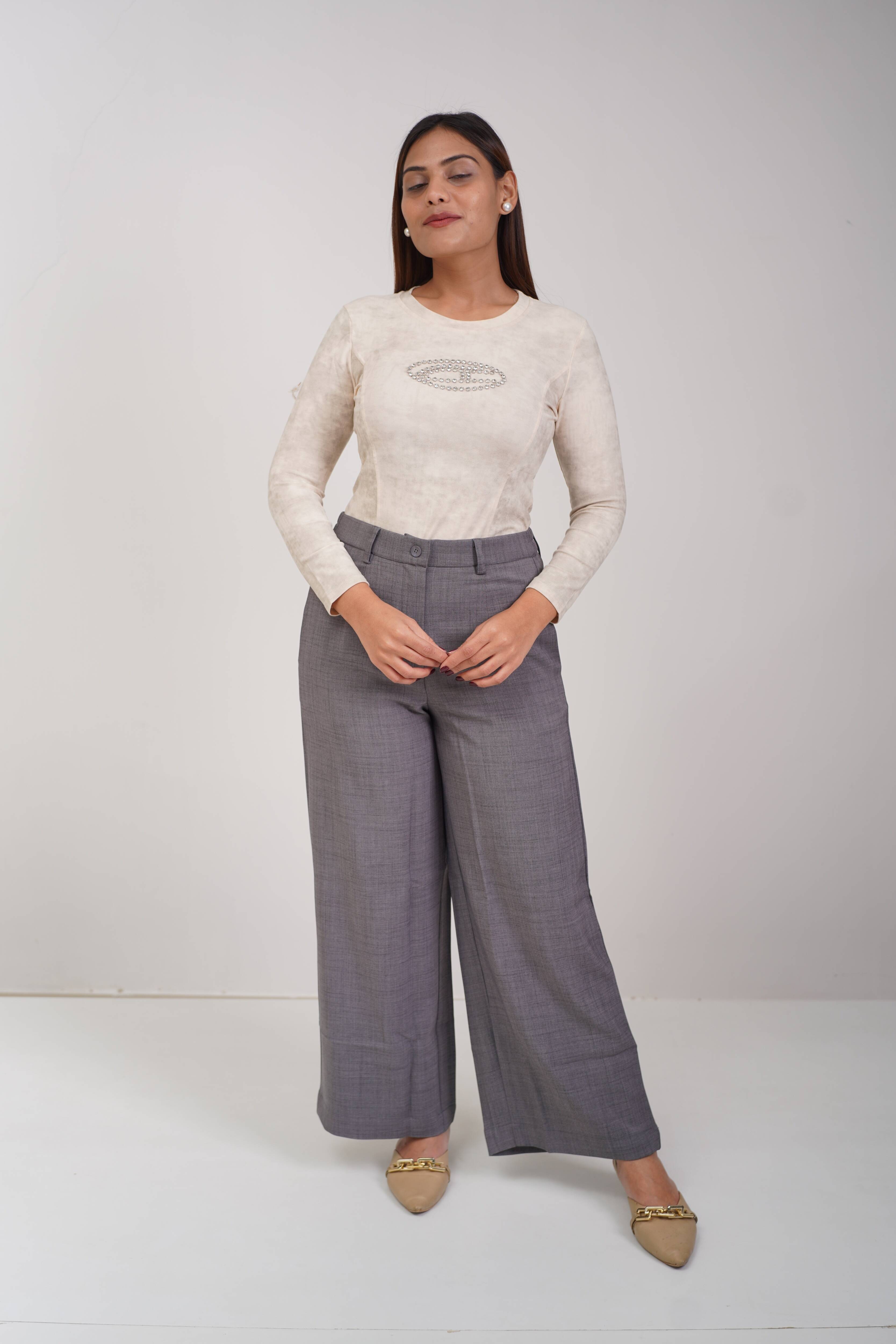 Regular Fit Straight Pants Grey Shade (Dark)