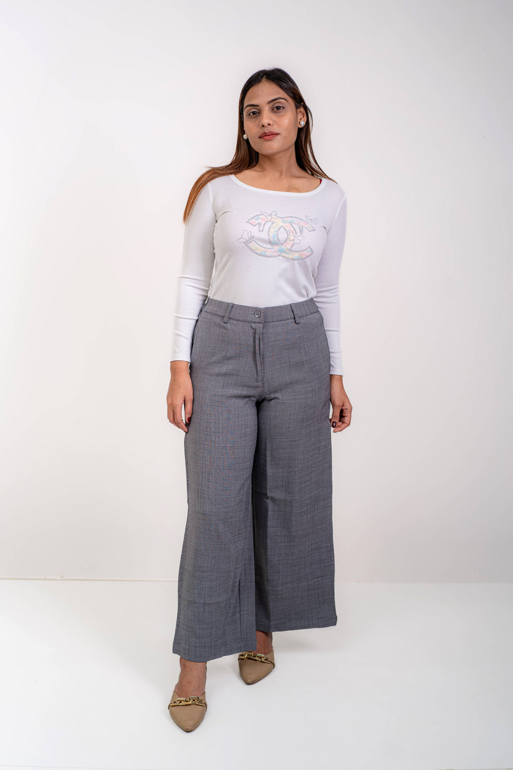 Premium Linen Wide Leg Pants (Ash Grey)