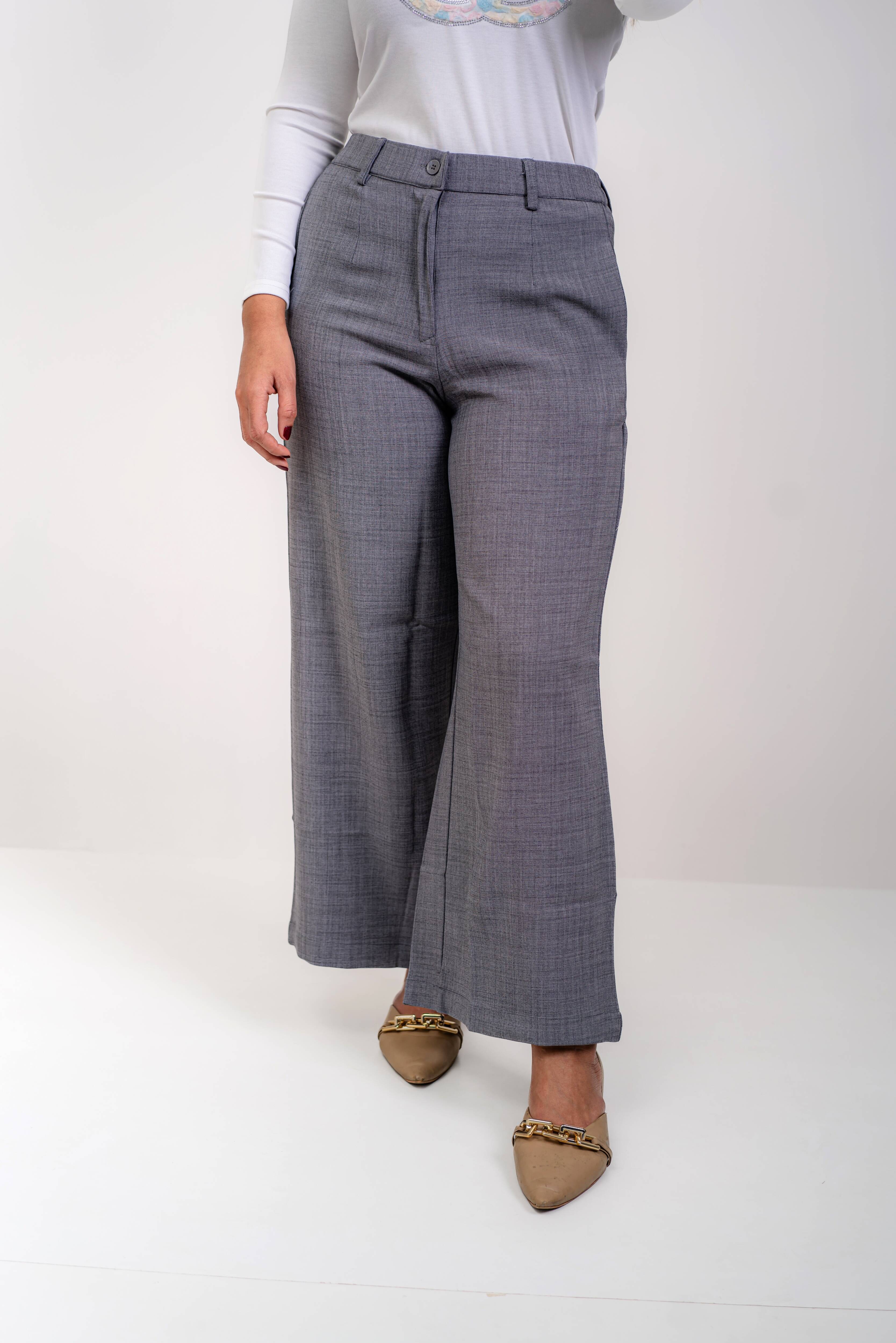 Premium Linen Wide Leg Pants (Ash Grey)