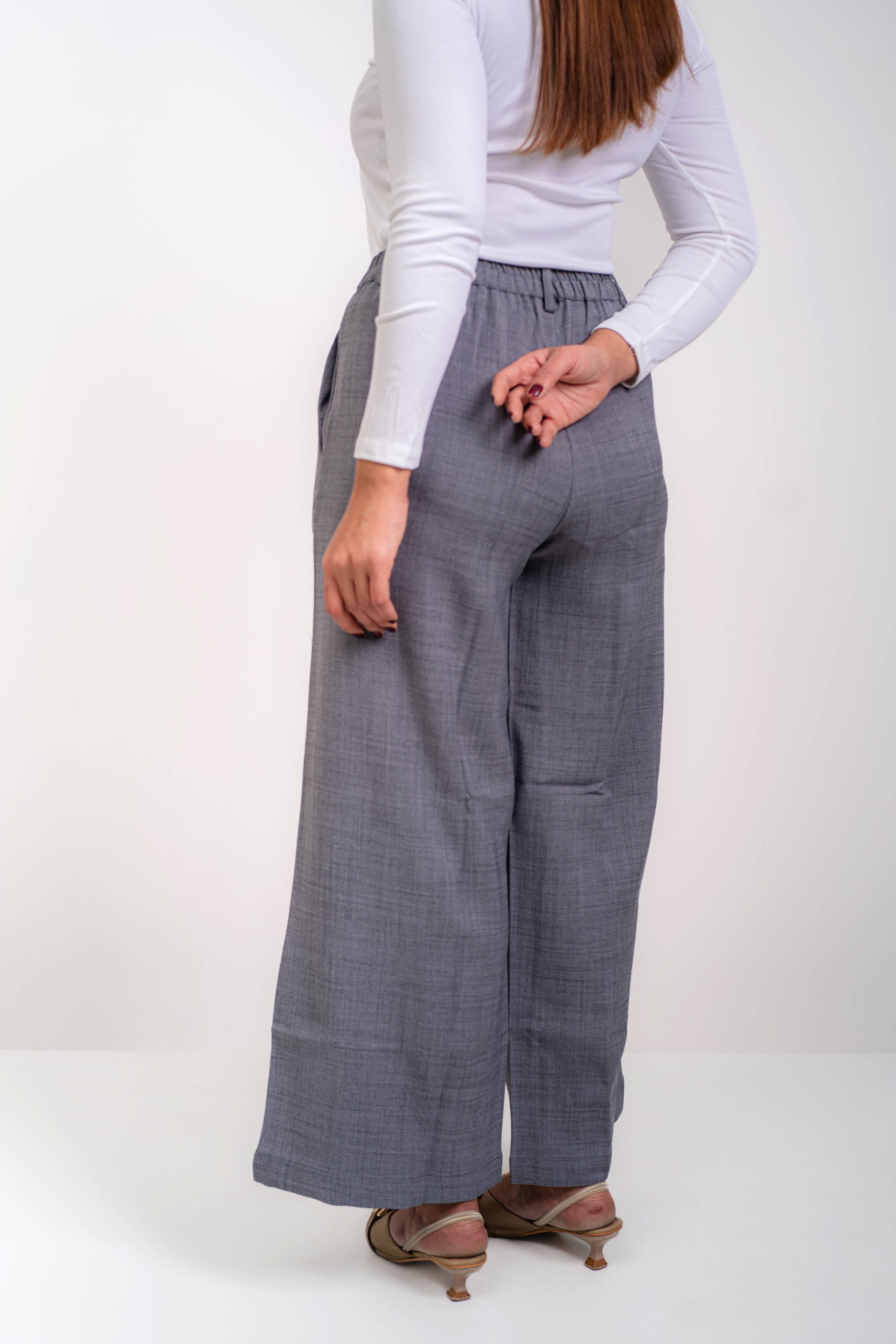 Premium Linen Wide Leg Pants (Ash Grey)