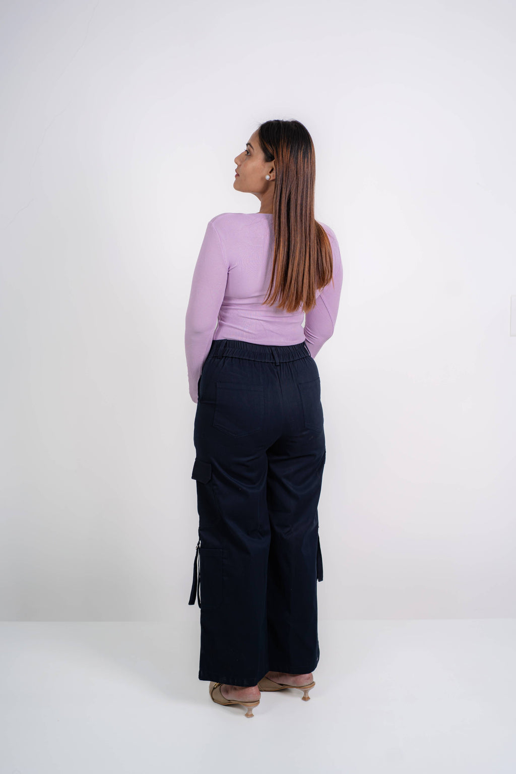 Relaxed Fit Cargo Everyday wide pants (Navy Blue)