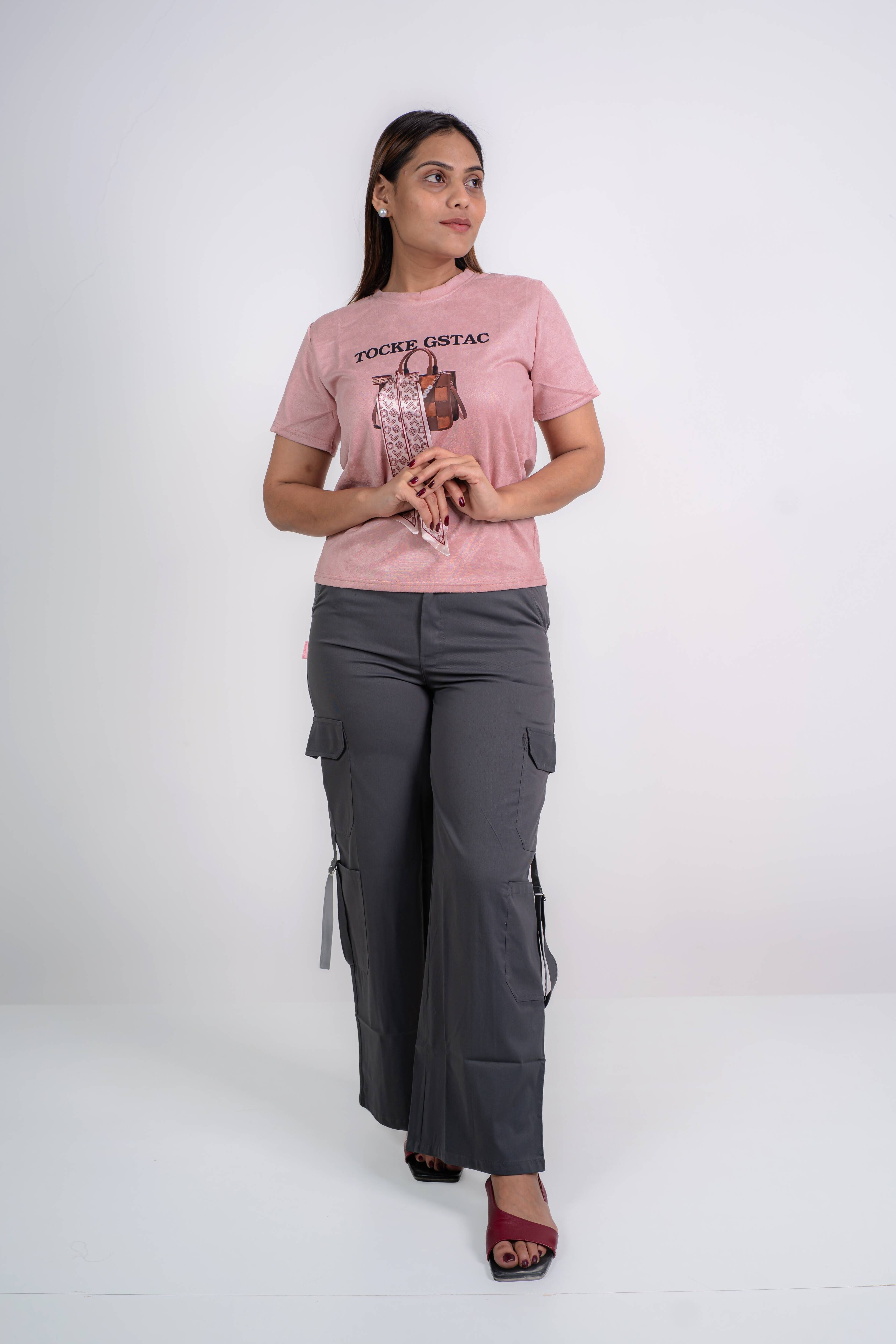 Relaxed Fit Cargo Everyday wide pants(Steel Grey)