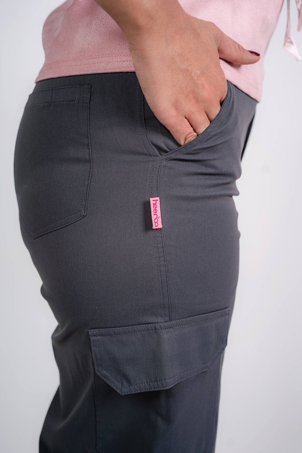 Relaxed Fit Cargo Everyday wide pants(Steel Grey)