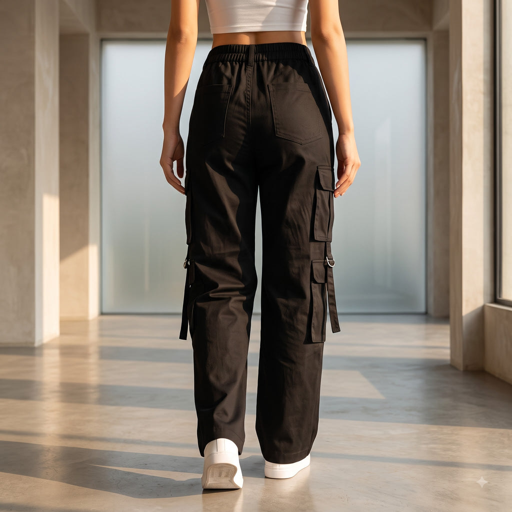 Women's Relaxed Fit Cargo Pants | Premium Cotton Wide Leg Cargo Trousers