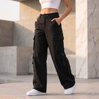Women's Relaxed Fit Cargo Pants | Premium Cotton Wide Leg Cargo Trousers