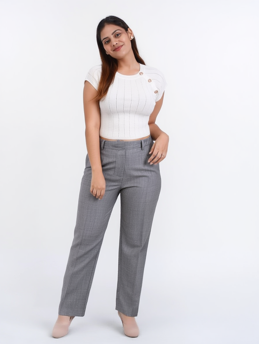 Regular Fit Straight Pants Grey Shade (Dark)