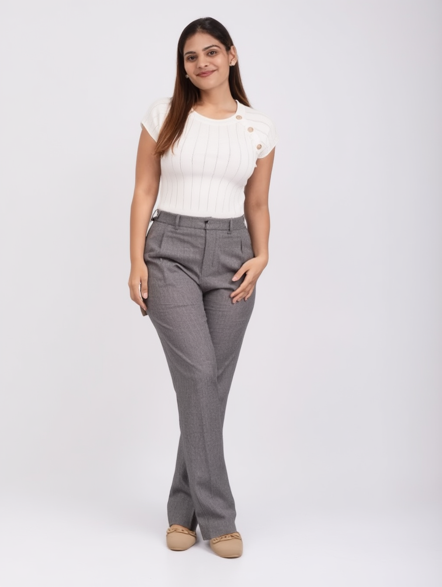 Regular Fit Straight Pants Grey Shade (Dark)