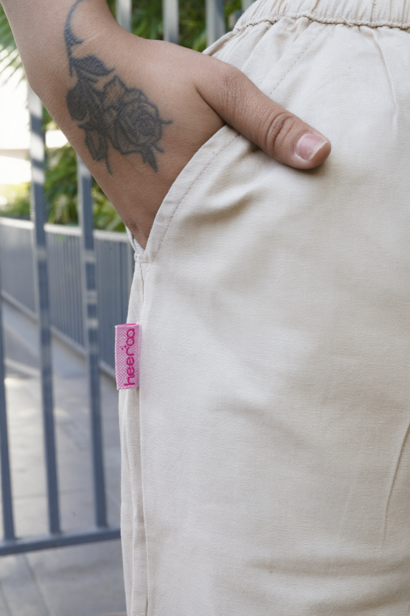 Easy Wear Cotton Pants (Ivory White)