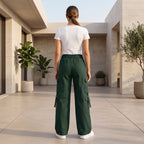 Women's Relaxed Fit Cargo Pants | Premium Cotton Wide Leg Cargo Trousers