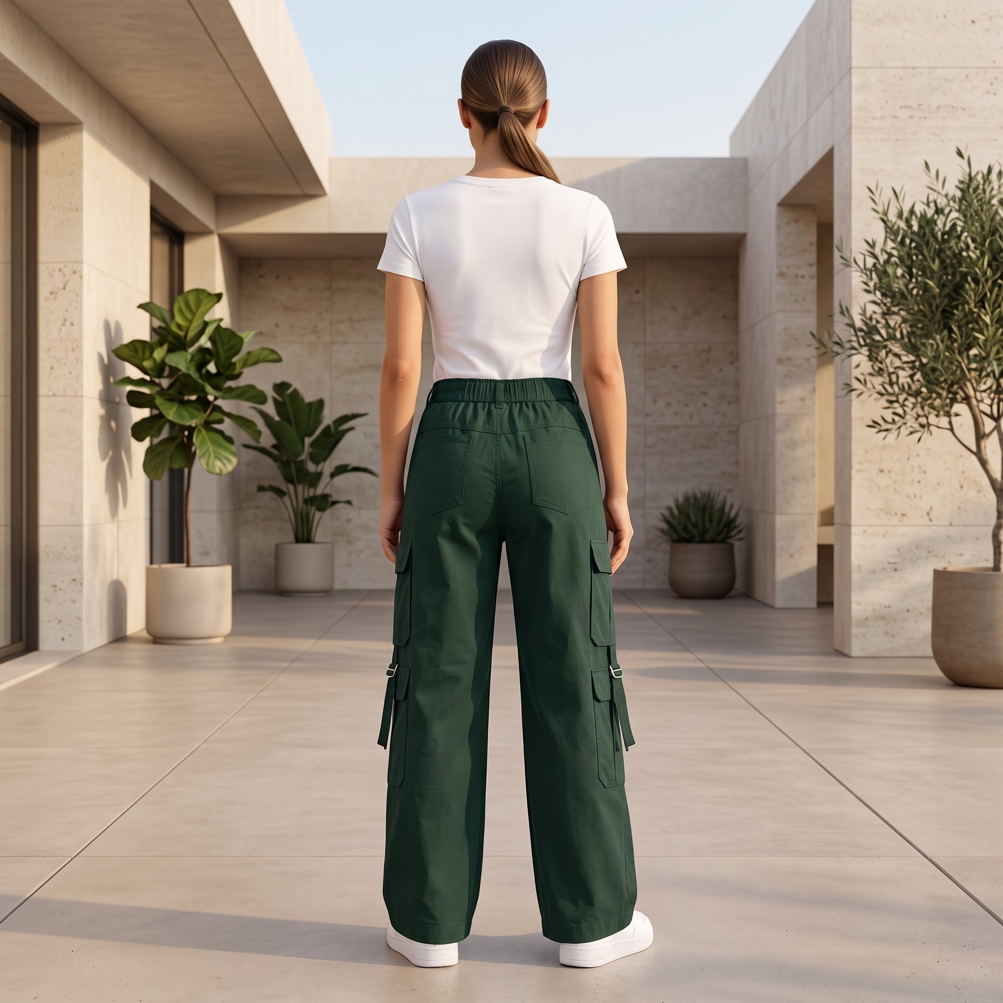 Women's Relaxed Fit Cargo Pants | Premium Cotton Wide Leg Cargo Trousers