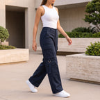 Women's Relaxed Fit Cargo Pants | Premium Cotton Wide Leg Cargo Trousers