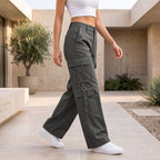 Women's Relaxed Fit Cargo Pants | Premium Cotton Wide Leg Cargo Trousers