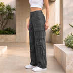 Women's Relaxed Fit Cargo Pants | Premium Cotton Wide Leg Cargo Trousers