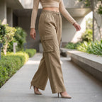 Women's Relaxed Fit 4 Pocket Cargo Pants | Cotton Wide Leg Trousers