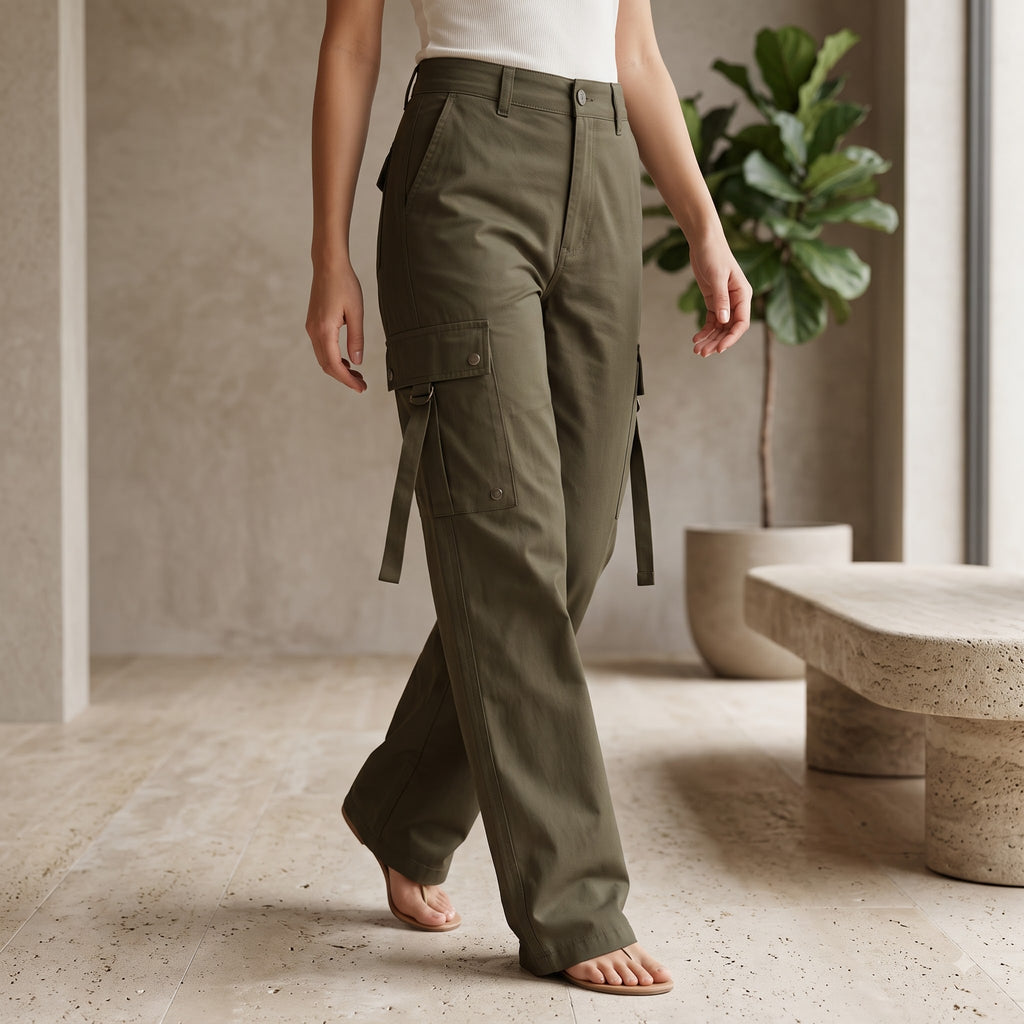 Women's Stylish Cargo Pants | Premium Cotton Relaxed Fit Utility Trousers