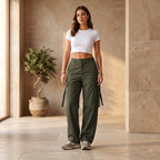 Women's Stylish Cargo Pants | Premium Cotton Relaxed Fit Utility Trousers