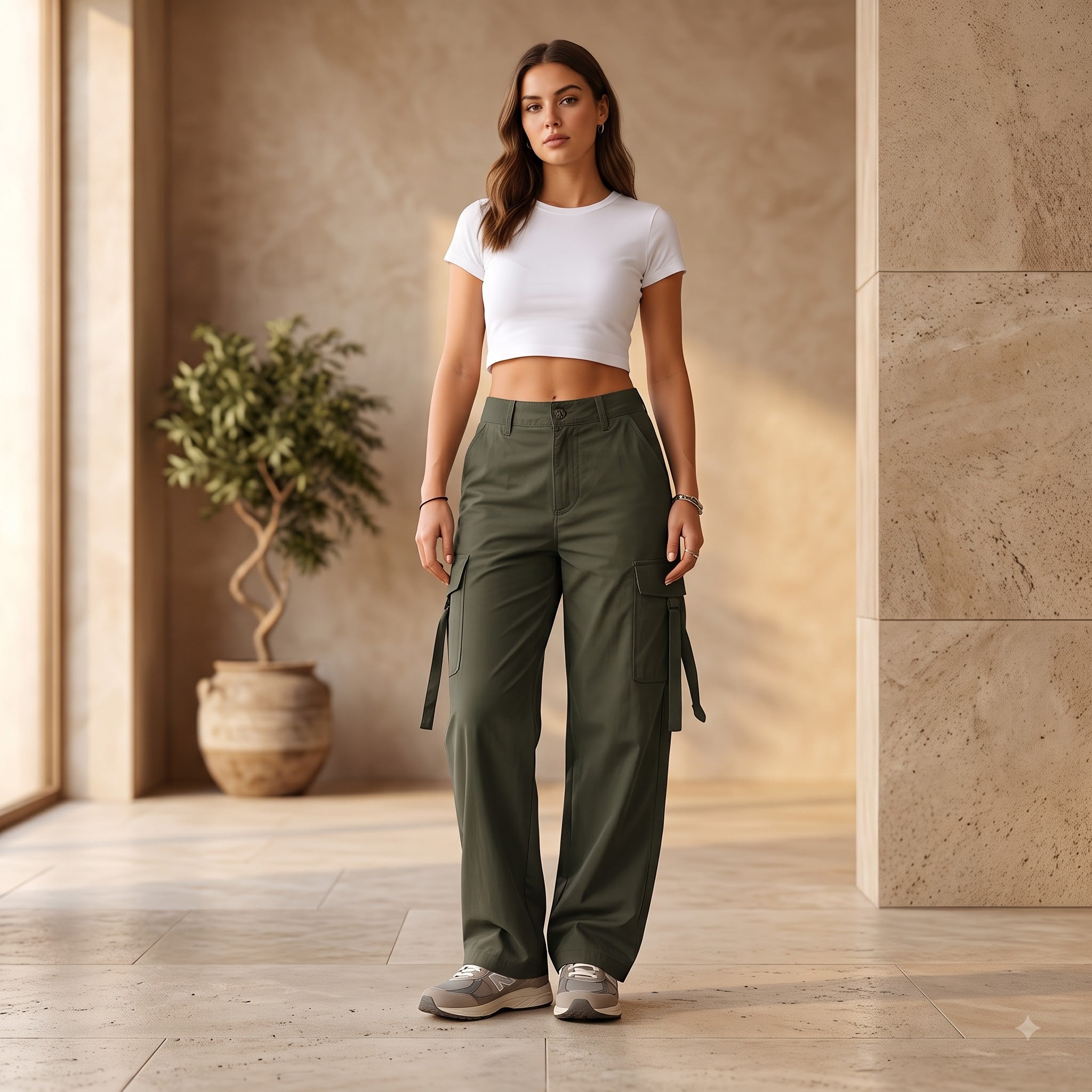 Women's Stylish Cargo Pants | Premium Cotton Relaxed Fit Utility Trousers
