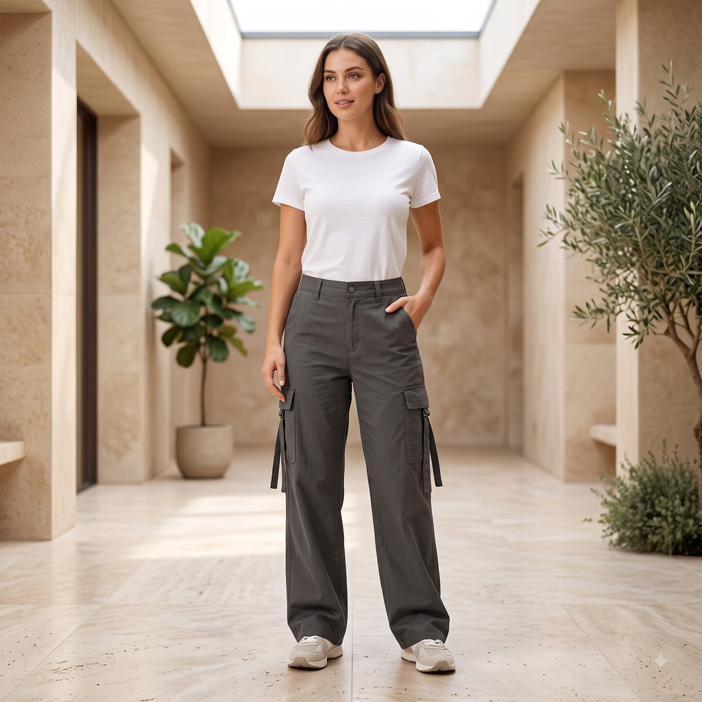 Women's Stylish Cargo Pants | Premium Cotton Relaxed Fit Utility Trousers