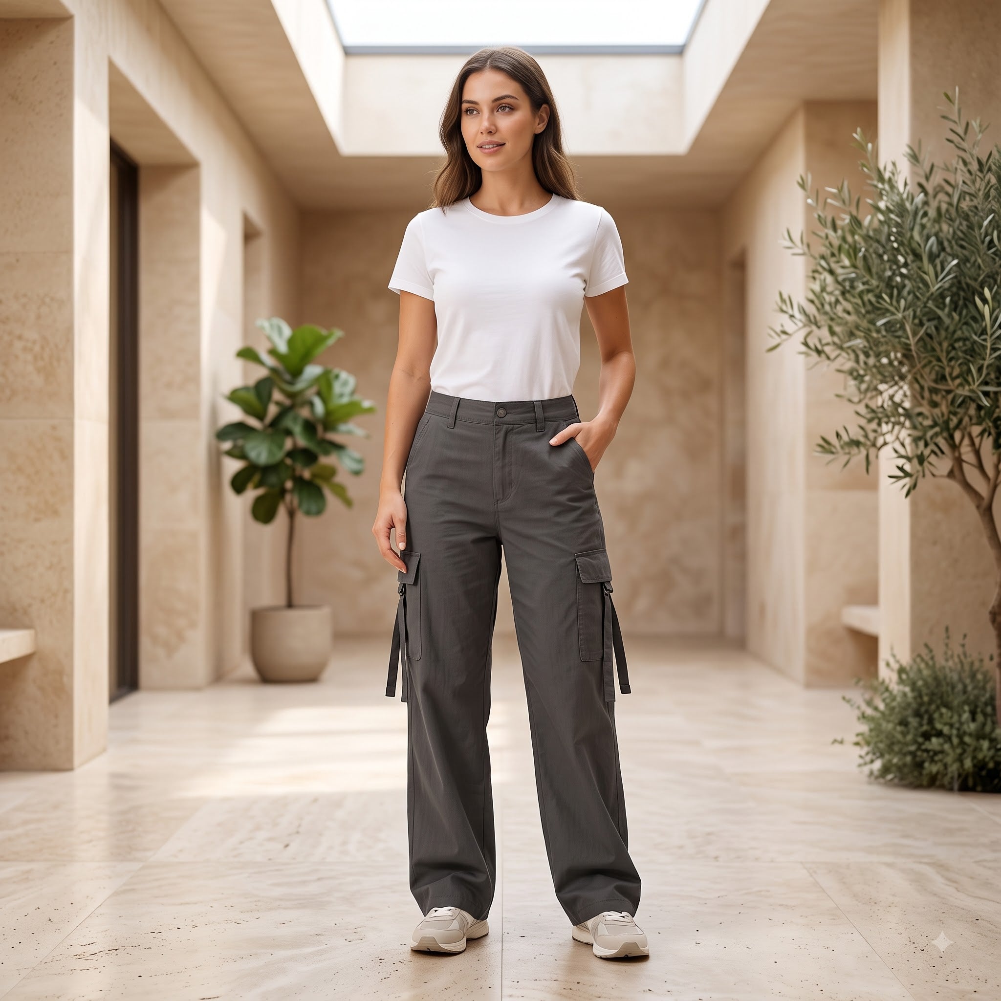 Women's Stylish Cargo Pants | Premium Cotton Relaxed Fit Utility Trousers
