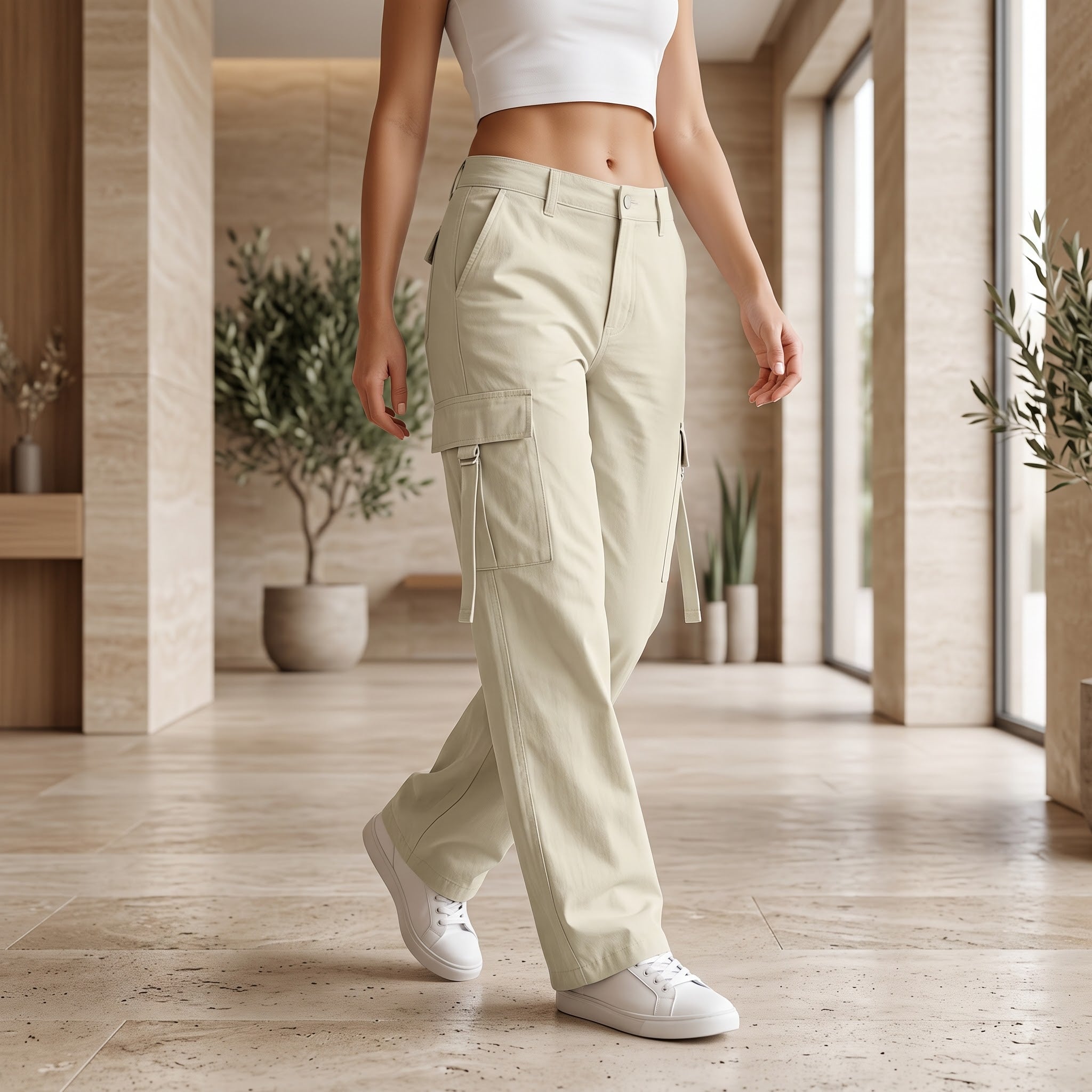 Women's Stylish Cargo Pants | Premium Cotton Relaxed Fit Utility Trousers