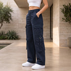 Women's Relaxed Fit Cargo Pants | Premium Cotton Wide Leg Cargo Trousers