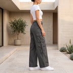 Women's Relaxed Fit Cargo Pants | Premium Cotton Wide Leg Cargo Trousers
