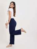 Airy Linen Straight Fit Pants(Navy Blue Shade)