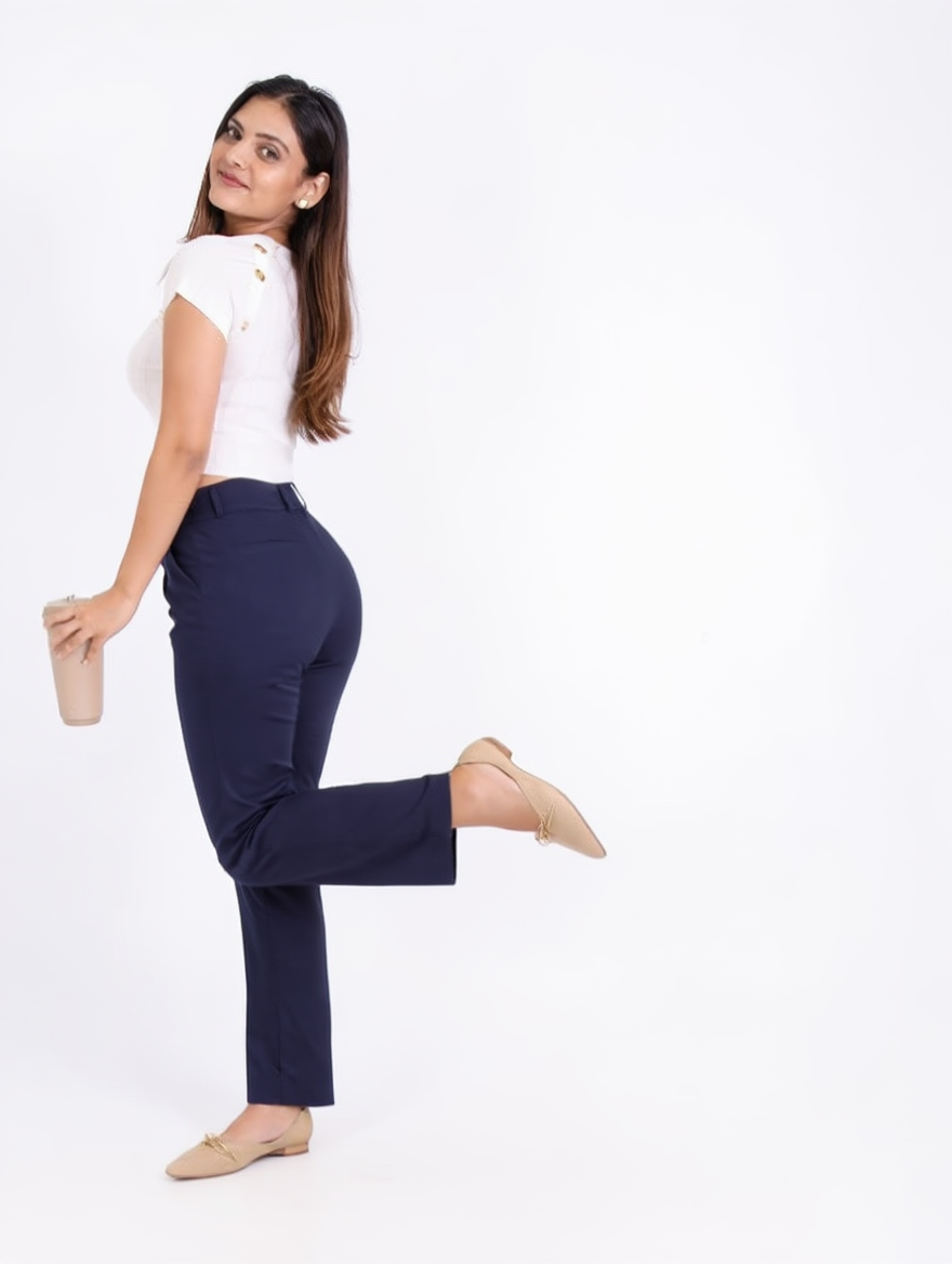 Regular Fit Straight Pants (Dark Blue)