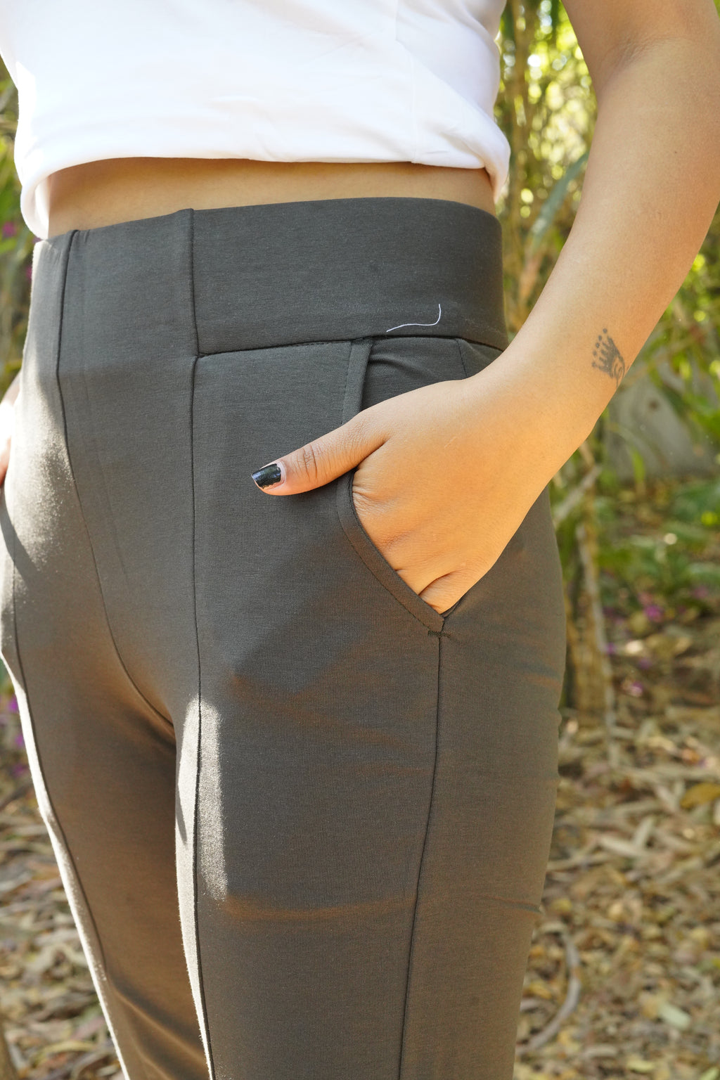 Soft Stretch Flare Pants (Charcoal Grey)