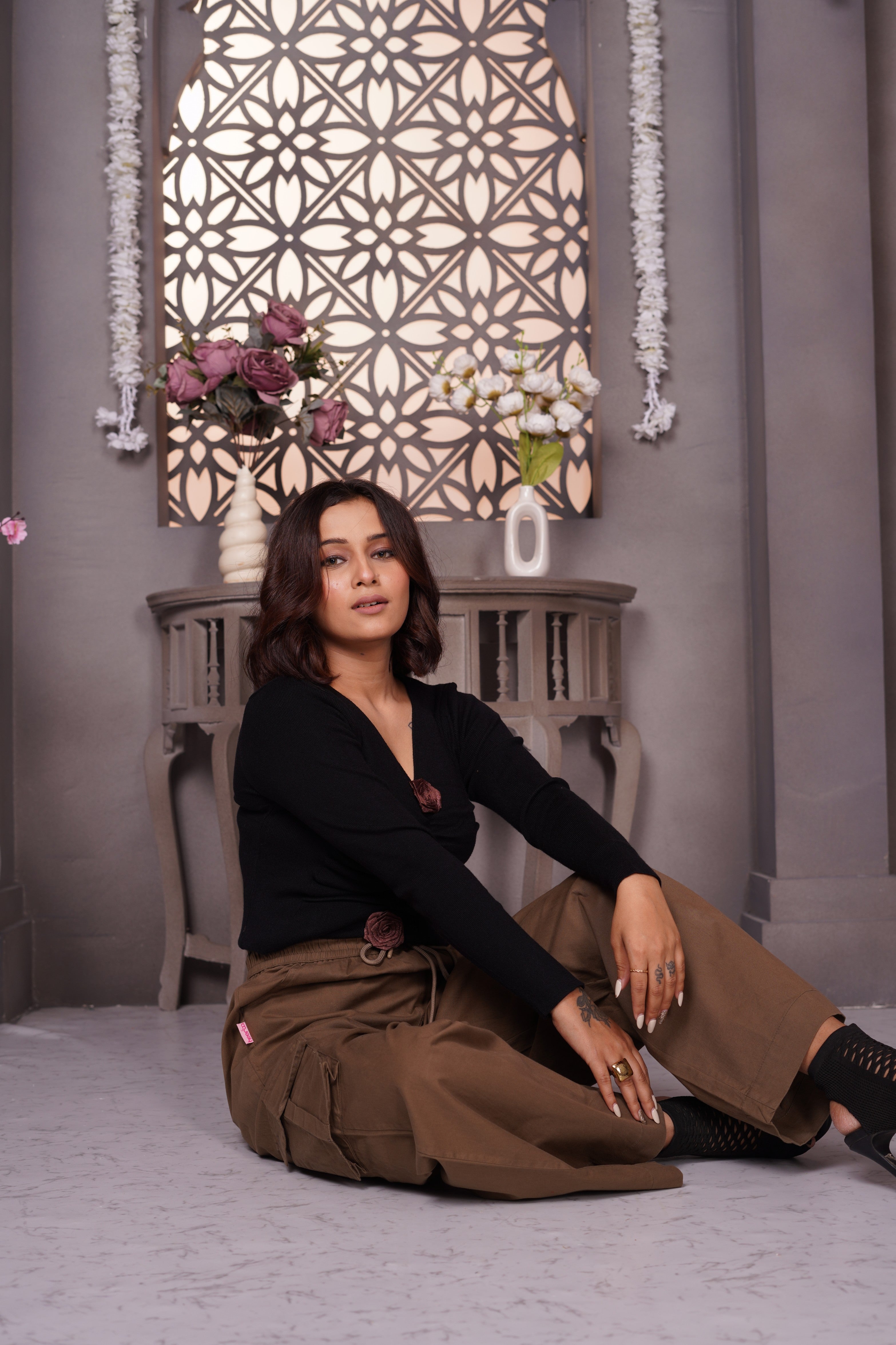 Relaxed Fit Cargo Everyday wide pants Brown