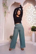 Premium Linen Wide Leg Pants bottle green
