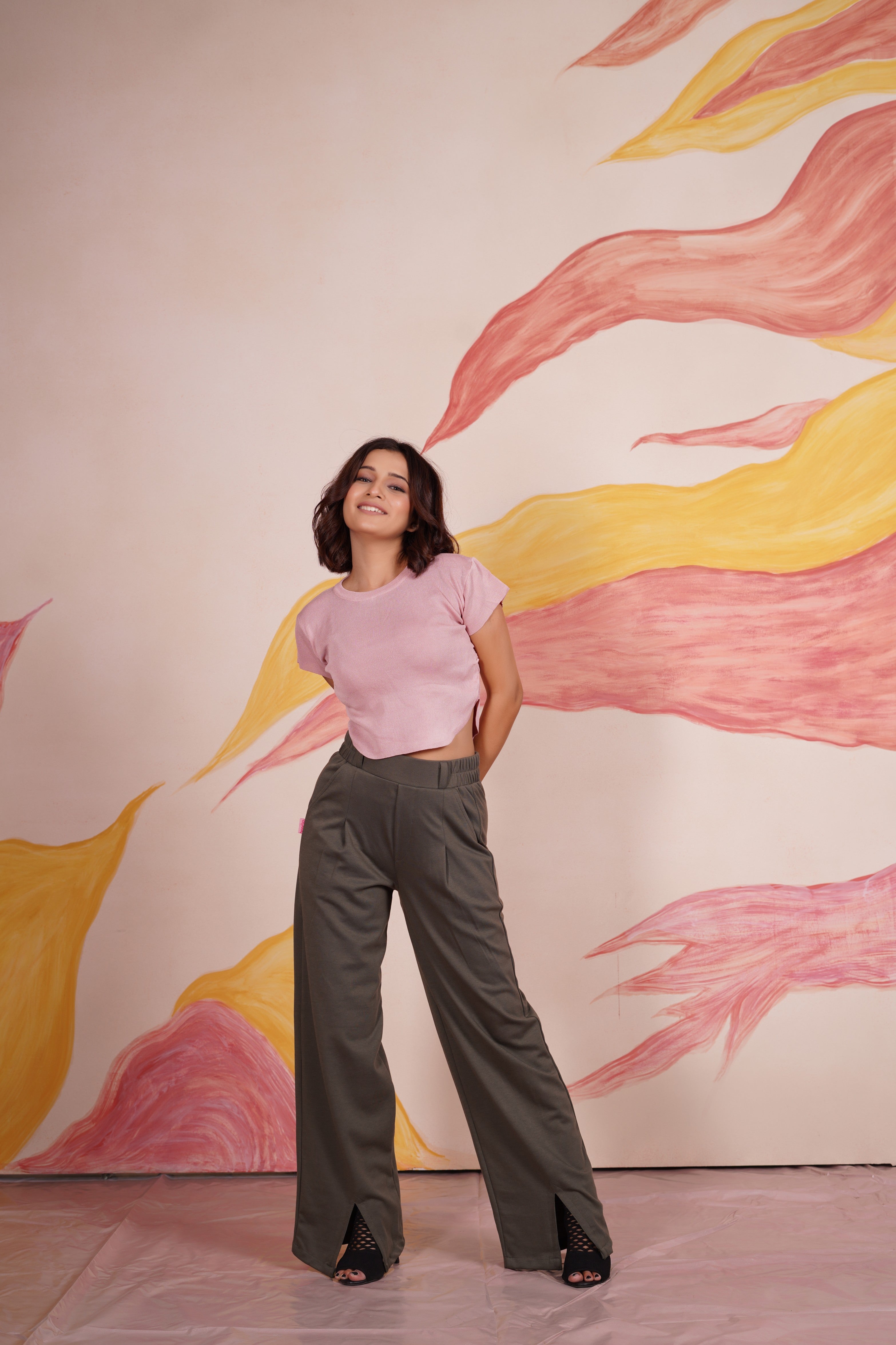 AirFlex Slit Wide Leg Pants (Olive Green)