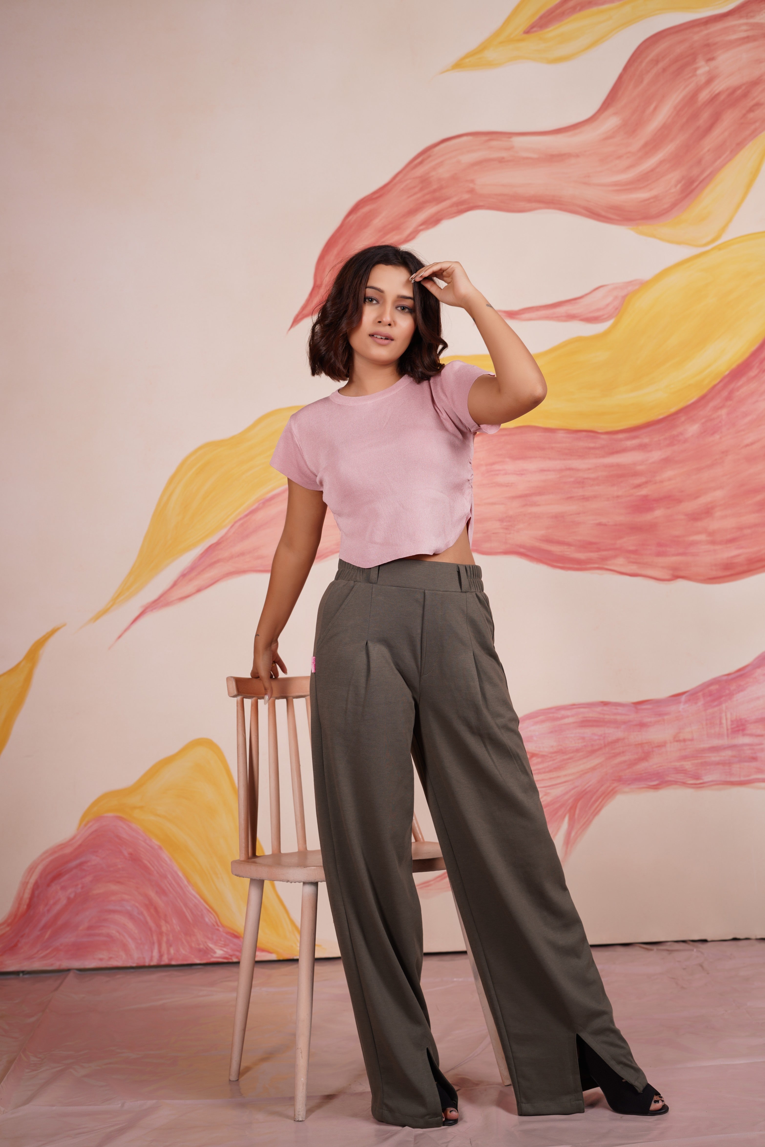 AirFlex Slit Wide Leg Pants (Olive Green)